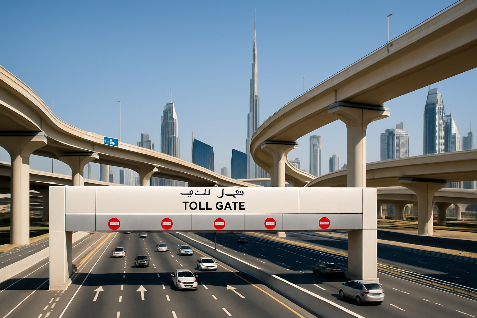 Modern toll road infrastructure in Dubai