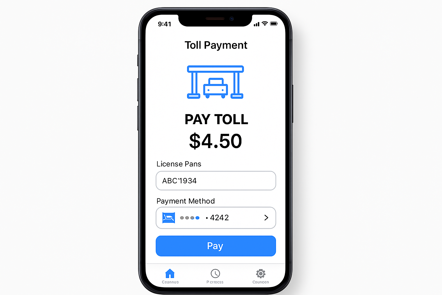 User-friendly mobile payment application for tolls